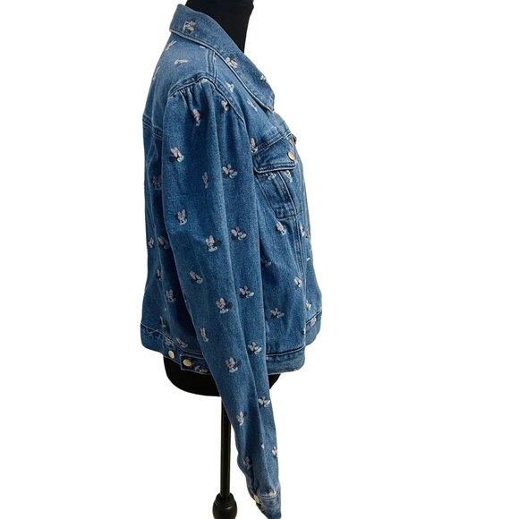 Disney Minnie Mouse Button Down Denim Jacket Collared Classic Jean Sweater XL - Picture 7 of 12